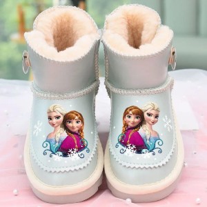 Zimowe ciepłe botki dziewczęce z motywem bajkowym kraina lodu