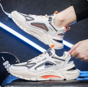 Sandały męskie oddychające na lato z siateczką sznurowane 