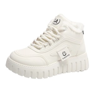 Damskie ocieplane buty na zimę sznurowane na podwyższeniu