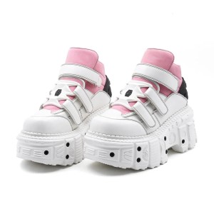 Gotyckie buty damskie  w stylu punkowym biały różowy 