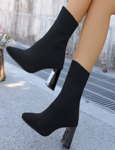 Botki damskie skarpetkowe na obcasie elastyczne buty zimowe