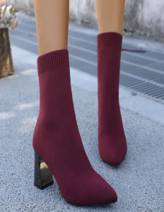Botki damskie skarpetkowe na obcasie elastyczne buty zimowe