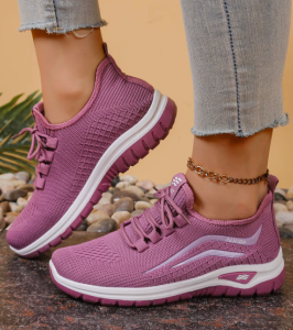 Sneakersy Damskie Sportowe Buty Dzianinowe Skarpetkowe Sznurowane