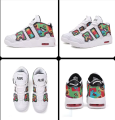 Młodzieżowe białe sneakersy koszykarskie z motywem Pop-Art i poduszką powietrzną rzut z każdej strony