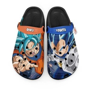 Lekkie Chodaki Plażowe Dragon Ball Super Goku vs Vegeta SSJ Blue – Klapki Piankowe Unisex